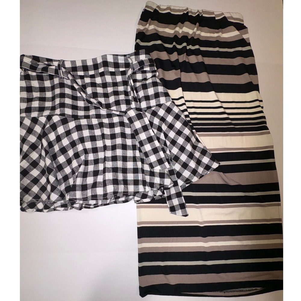 Coco Bianco Striped Maxi Skirt & CATO NWT black & White Checkered Skirt-SZ Small